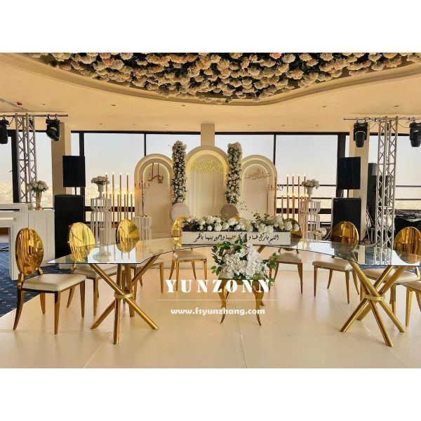 Multiple Shape Selection Circle Rectangle Ellipse Serpentine Stainless Steel Dining Table Base Wedding Tables for Sale