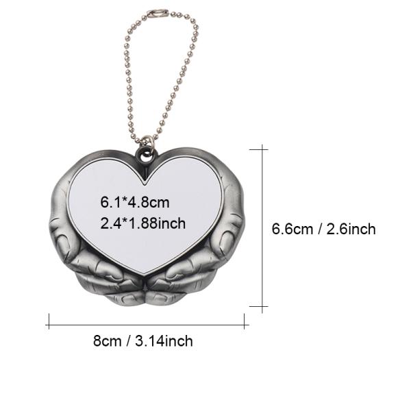 Personnalisé pour l'amour dans les mains voiture commémorative suspendu ornement métal sublimation blanc élégante porte-avions