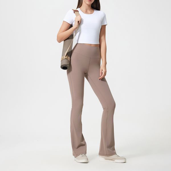 High Waisted Flared Yoga Leggings Buttery Soft Stretch Navy Blue Full Length