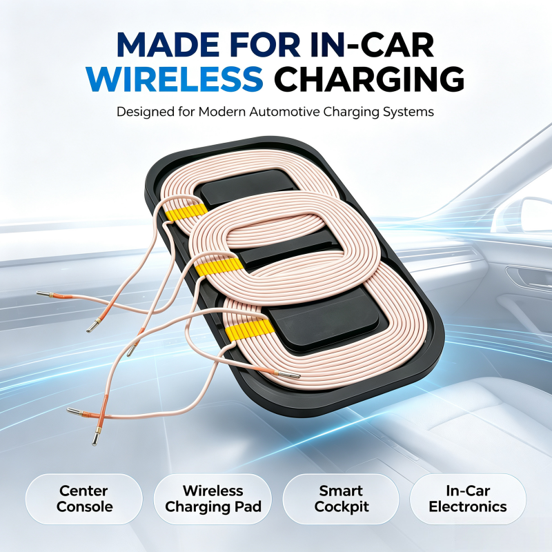 15W 25W 3-Coil Flat Winding Wireless Charging Transmitter Coil for Automotive and Wearables