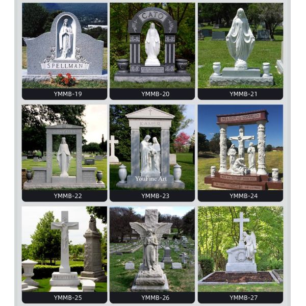 Hand Carved Marble Memorial Black Tombstones and Monuments for Sale
