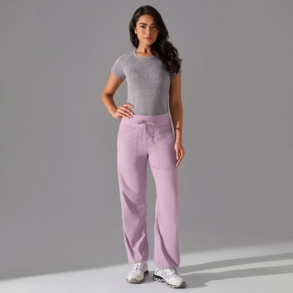 Women's Drawstring Scrub Pants Breathable Lightweight Straight for Medical Work Wear