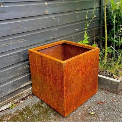 Vaso de floreira modular enferrujado personalizado para jardim em aço corten