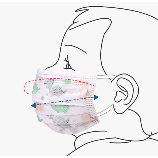 Children'S 3 Ply Disposable Face Mask 50pcs Collapsible CE Certificate