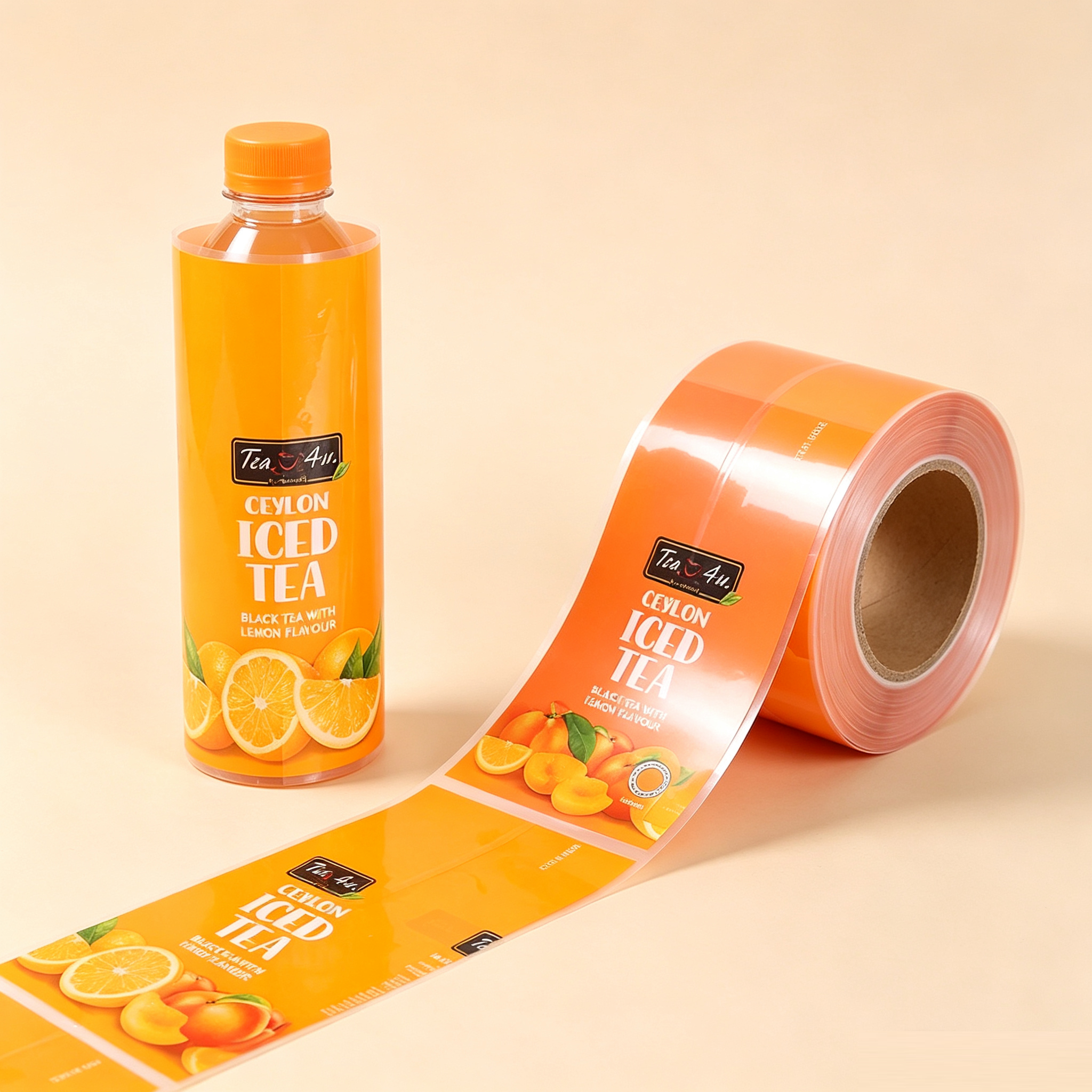 Custom PVC Shrink Sleeve Labels For Juice Bottles | Full Wrap Heat Shrink Film Label For Iced Tea Fruit Drink Plastic Bottle OEM Printing
