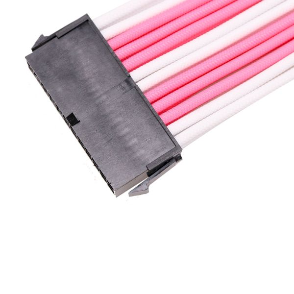 ATX 24Pin Male to Female Power Supply Motherboard Adapter Connector Cable Cord Pink and White