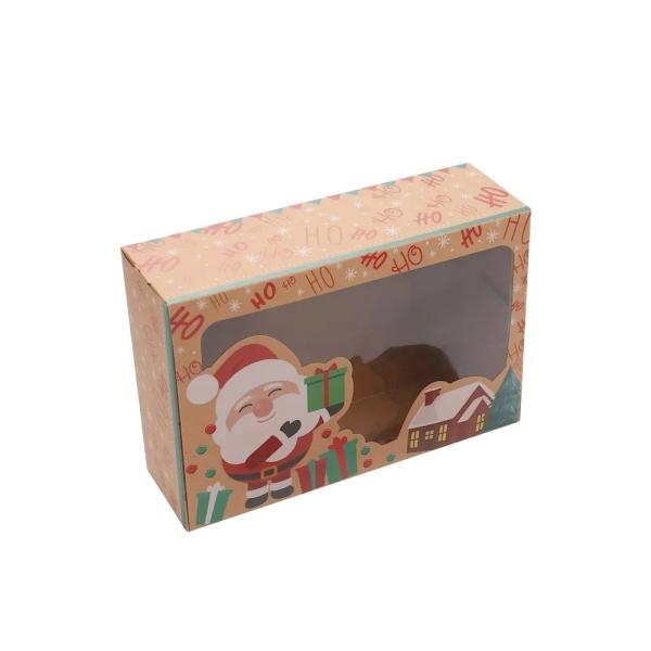 Boîtes cadeaux de Noël en carton à paroi simple et en carton kraft avec fenêtre transparente