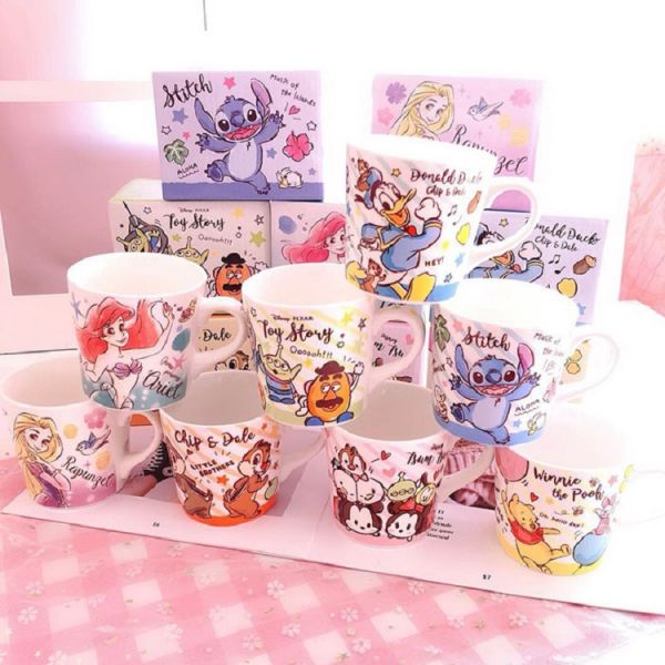 Cartoon Porcelain Ceramic Coffee Cups For Student Milk Juice Tea OEM ODM