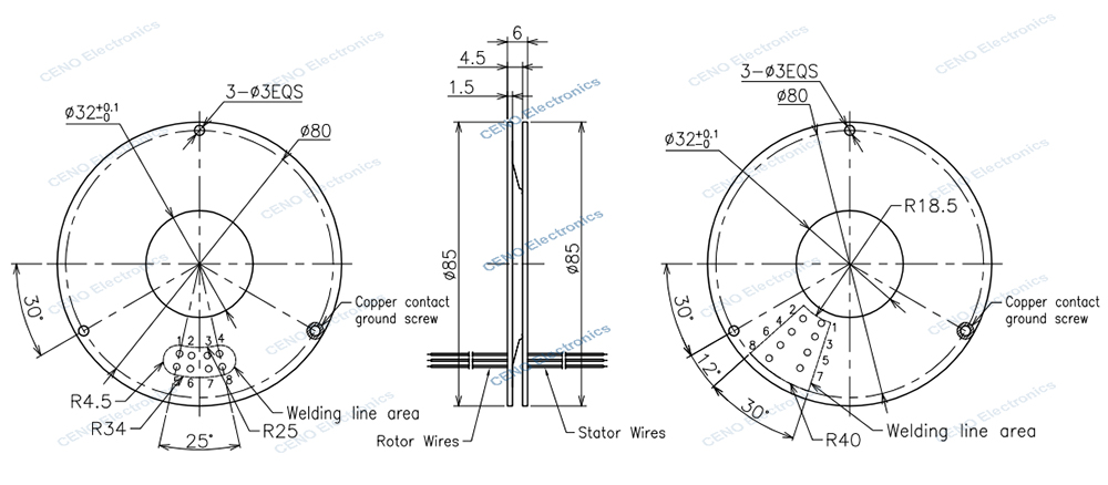 FR-4 PCB Platter Separate Pancake Slip Ring с ID32mm для электрических устройств