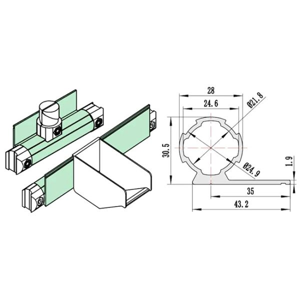 Third Generation Aluminum Alloy Lean Pipe Material Rack For Automotive Parts Lean Tube Trolley Rack For Auto Parts Storage and Transportation