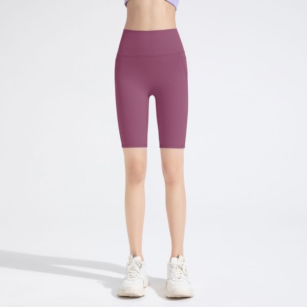 High Waisted Brown Biker Shorts for Women, Buttery Soft Nylon Spandex Fabric, Ideal for Yoga Running and Daily Wear