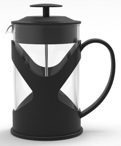 Cafetières portables Presse à café en verre à haute teneur en borosilicate Presse française en plastique noir