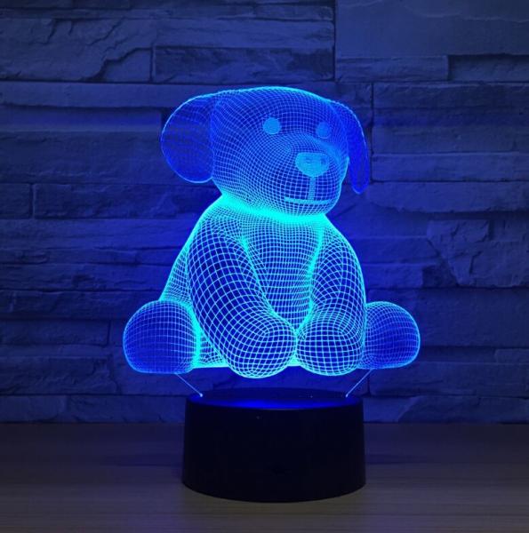 Dog 3D Night Light 7 Colors Change with Remote Timing Help Kids Fell Safe at Night or As A Gift Idea for Women or Girl