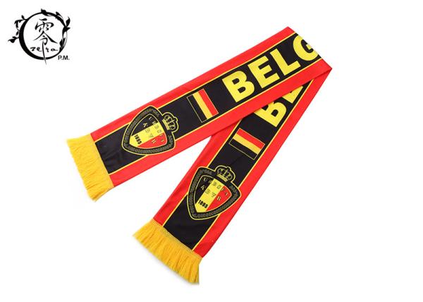 Belgium Custom Winter Soccer Team Scarves , Fleece Printed Football Scarves