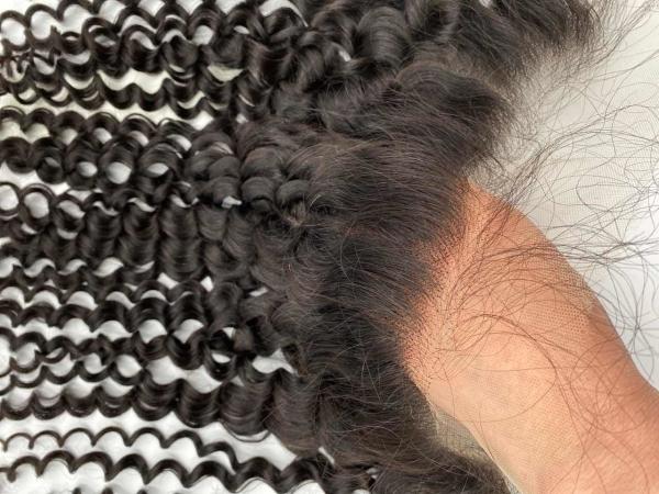 HD LACE 13 x 4 Lace Frontal Closure  Water Wave Ear to Ear HD Lace Frontal Pre Plucked 10-24inch  Human Hair Frontal Closures Free Part 150% Density Natural Black Color