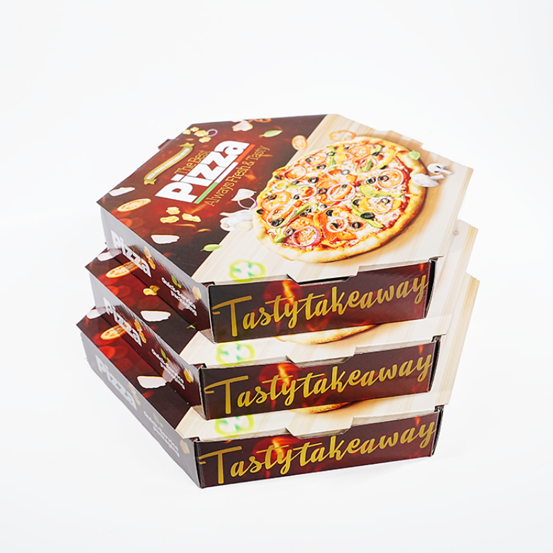 Wholesale customized logo eco-friendly and biodegradable corrugated cardboard packaging fast food takeaway pizza box