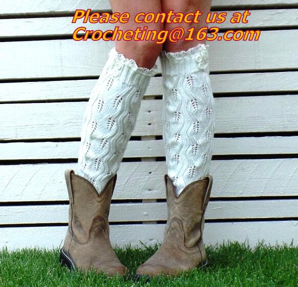 Leg Warmers, Women's Accessories, Boot Topper, Knitted Leg Warmers, Crochet Lace Trim