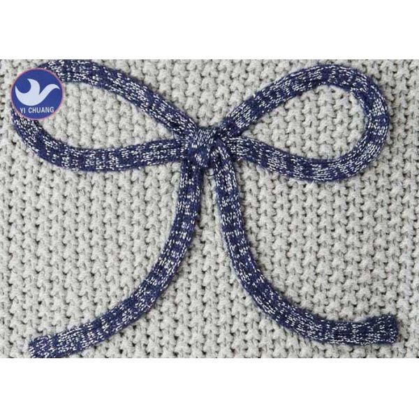 Anti - Wrinkle Girls Pullover Sweaters Butterfly Ribbon Scoop Neck Knitwear