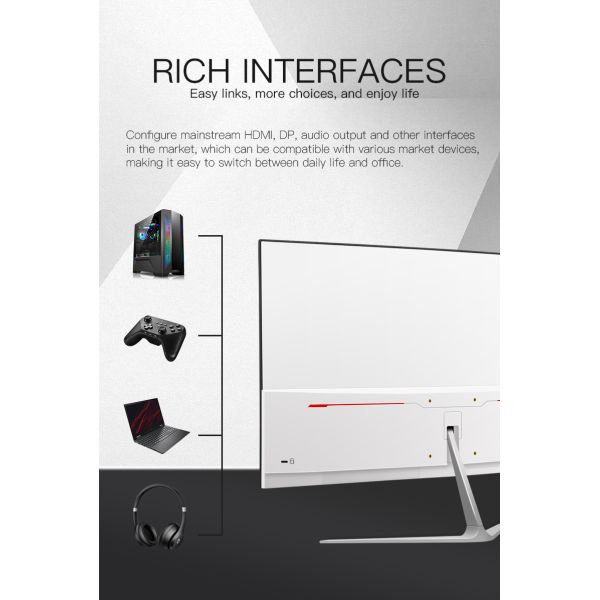 Monitor de juegos de color negro blanco curvado de 24 pulgadas 1K FHD Resolución 2800R 144Hz 165Hz 180Hz