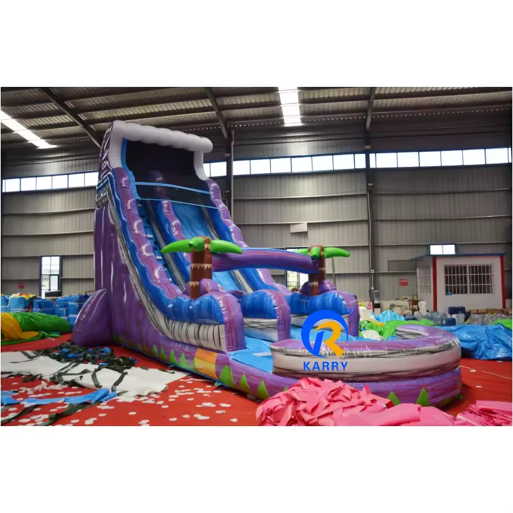 Commercial Customized Color Inflatable Pool Slide with Water Park Design