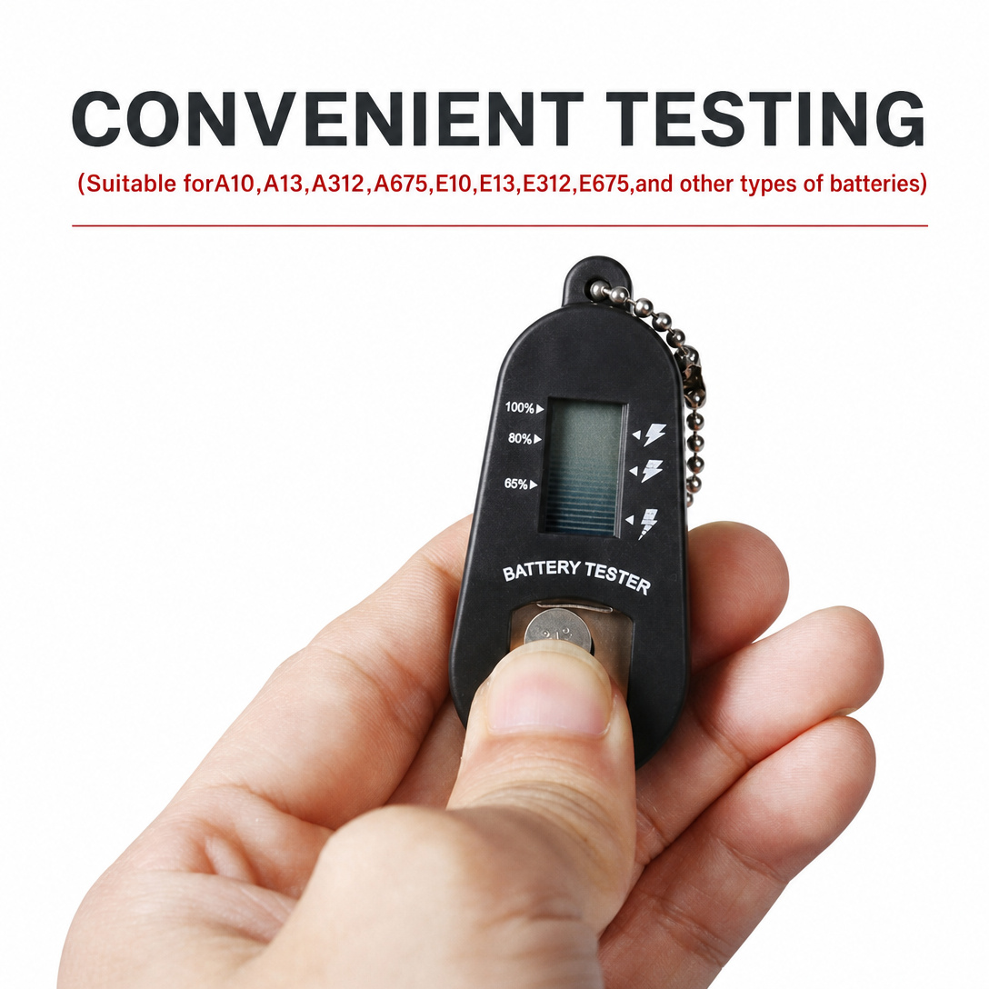 IMHOO LCD Display Hearing Aid Battery Tester with 1.5V to 3V Range and Portable Design