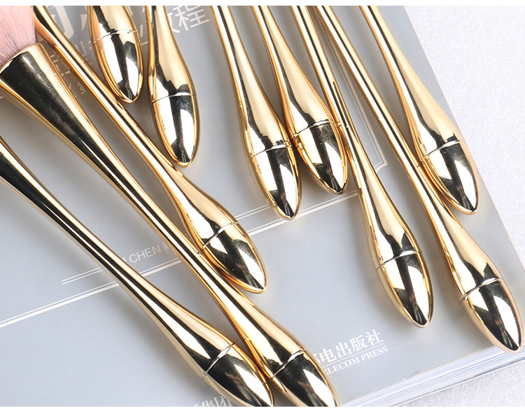 Professional Large Natural Hair Vegan Makeup Brushes Including 10 Pieces