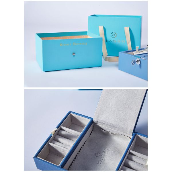 Caixa de empacotamento do cartão da gaveta com seda para a joia ou o pacote cosmético