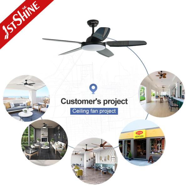 52inch Black ABS Blades 6 Speeds Remote Control LED Ceiling Fan Light with Copper Motor