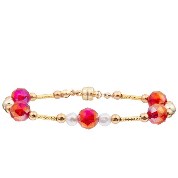 Пресноводный браслет жемчуга установил с 4 цветами граненное Кристл отбортовывает магнитную пряжку