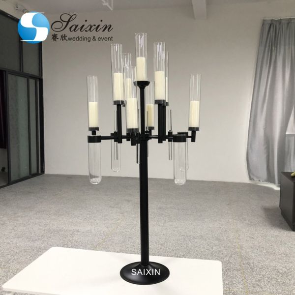ZT-530 chandeliers en or métallique de luxe avec bougies flottantes cheminée en verre pour la décoration de la table de mariage