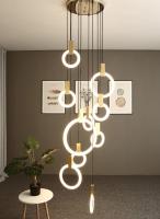 Apartamento Duplex de escalera de loft con lámparas de luz con elegir simple moderno para la villa anillo lámparas de luz largas 10KG de oro / diseño personalizado