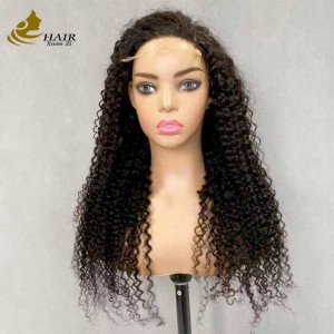Customized 12A Grade Brazilian Virgin Hair Women Wigs Natural Hair Line HD Lace Front Double Drawn Natural Black Curl Human Hair Wig
