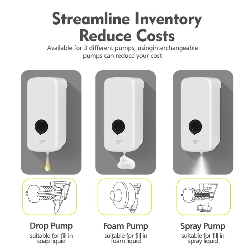 Modern ABS Wall Mounted Foam Soap Dispenser 500ML Commercial Hand Soap Dispenser