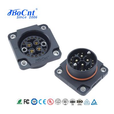 Jbocnt Group's new patented electric vehicle battery swap cabinet stacking connector IP68 electric vehicle battery replacement connector with guide pins for quick plugging and unplugging