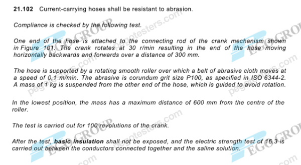 IEC60335-2-2 Compliant Abrasion Test Apparatus with 30r/min Crank Speed and 0.1m/min Abrasive Cloth Belt Speed for Current-Carrying Hose Testing