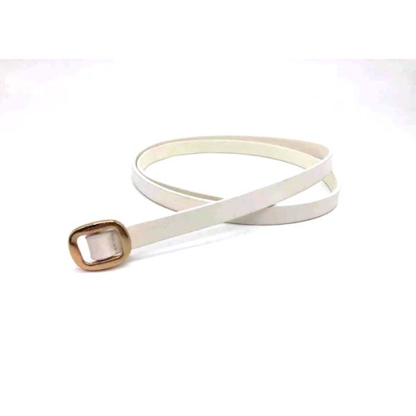 Skinny White Pu 13mm Width Women'S Fashion Leather Belts