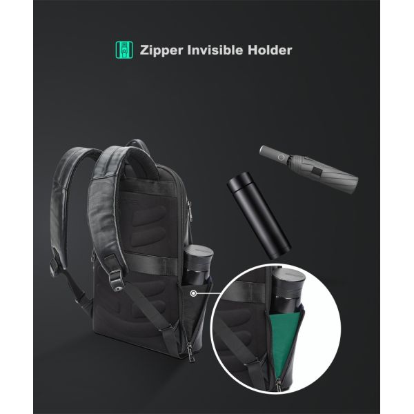 Customize Men's Large Capacity Leather Laptop Backpack with Anti-theft USB Charging Port