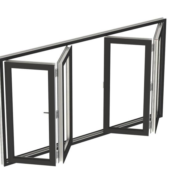 Anodized Color Frame Aluminum Folding Windows , Vertical Bifold Windows