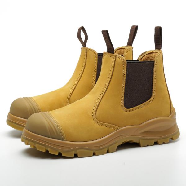 Wheat Genuine Leather Cowhide Steel Toe Security Boots ODM