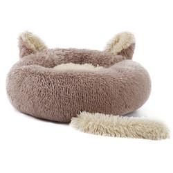 Cute Soft Plush Donut Pet Bed Cushion With Ear Tail