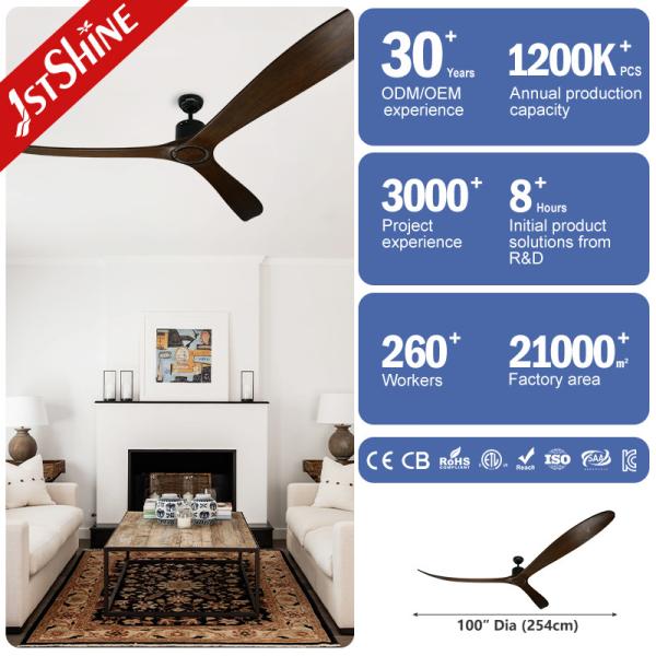 Salle de réunion ventilateur de plafond de 100 pouces avec télécommande 35W puissance et lames en bois
