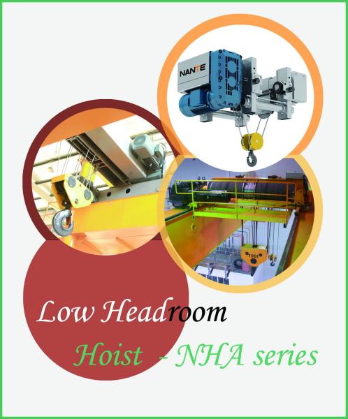 10 Ton Wire Rope Low Headroom Hoist , Electric Lifting Overhead Crane Hoist