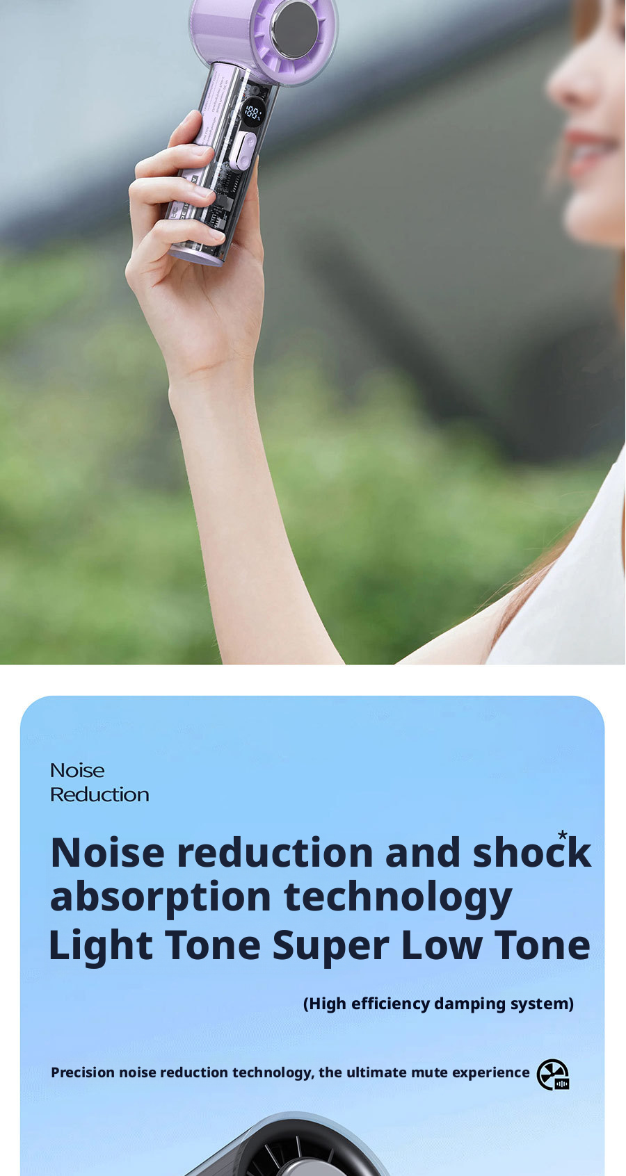 Customized 3000mAh Mini Battery Operated Fan Handheld Digital Display Personal Cooling