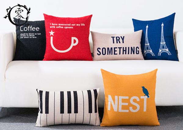 Sofa Cute Cartoon Simple Letter Pillows Cotton Linen Decorative Cushion Cover Pillowcase