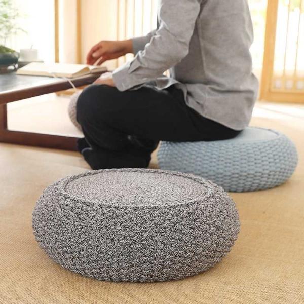 Natural Straw Household Storage Stool Grass Woven Ottoman Box Eco-Friendly Hand-Woven Grass Rattan Stools Seat Pad