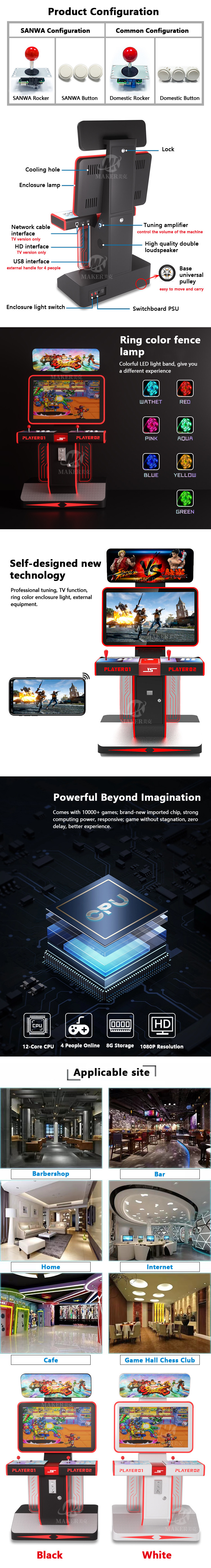 1080p Экранный шкаф Аркадная игровая машина с Sanwa Controls Multi Games