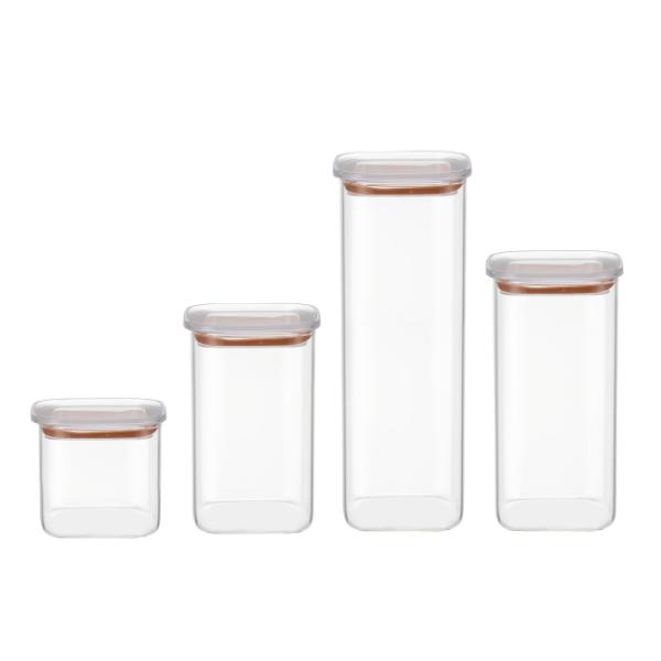 High Borosilicate Glass Canister with PS Lid for Kitchen Storage