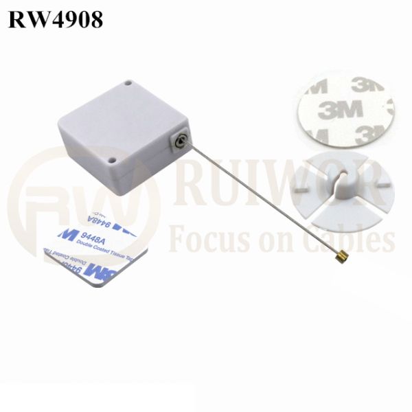 RW4908 Square Ratcheting Retractable Tether Plus Stop Function Dia 38mm Circular Sticky Flexible ABS Plate