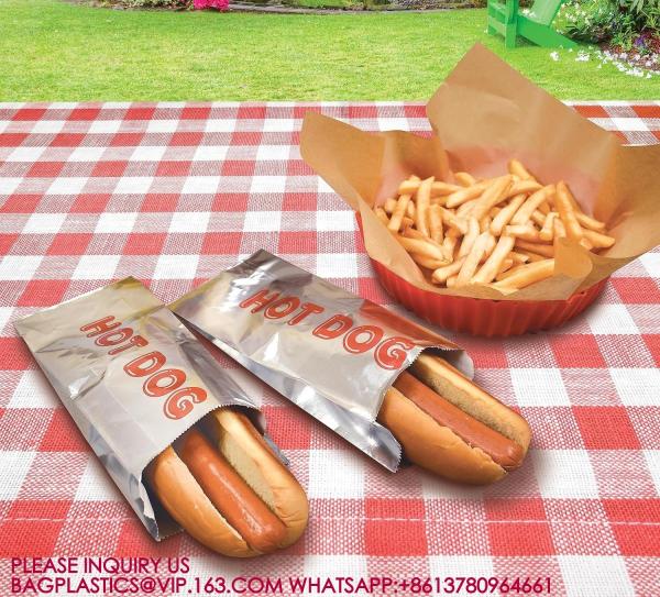 Foil Hot Dog Wrapper, Insulated Grease Resistant Hot Bag Sleeves, Foil Paper Hot Dog Bag