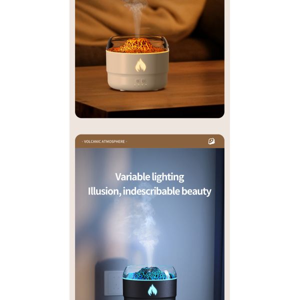Electric Ultrasonic Aroma Air Humidifier Volcano Design USB Powered Timing Function
